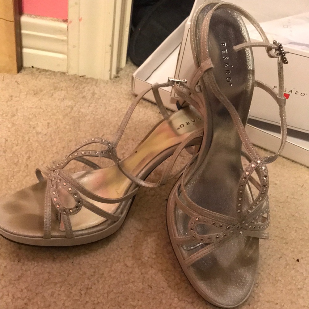 Silver Strappy Heels